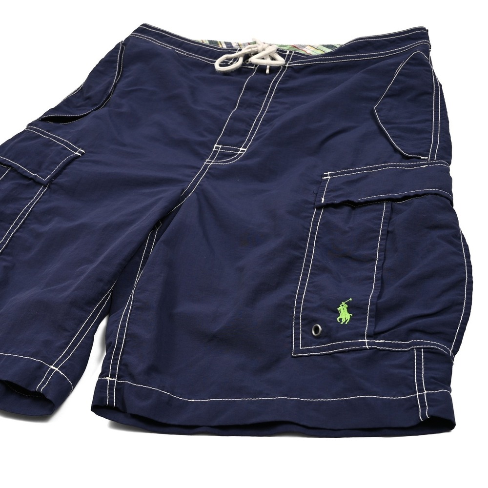 Vintage Polo Ralph Lauren Shorts Men's 30 Navy Kailua Cargo Swim‎ Trunks Preppy